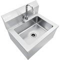 Global Industrial Stainless Steel Hands Free Wall Mount Sink W/Faucet, 14x10x5 Deep 670453